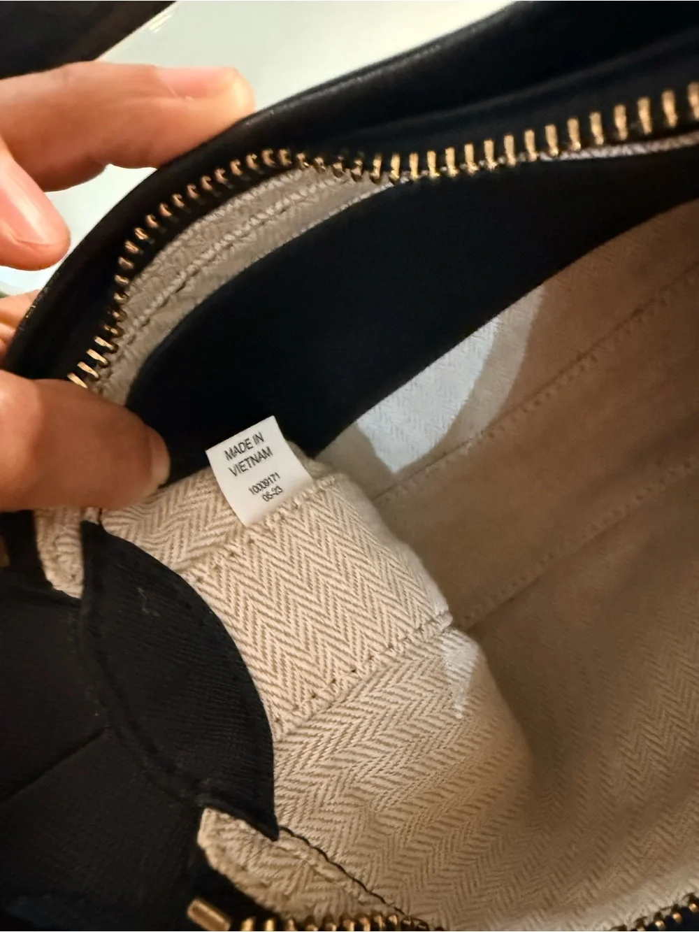 Tory Burch Black emerson  Saffiano Crescent Shoulder Bag with Gold Hardware